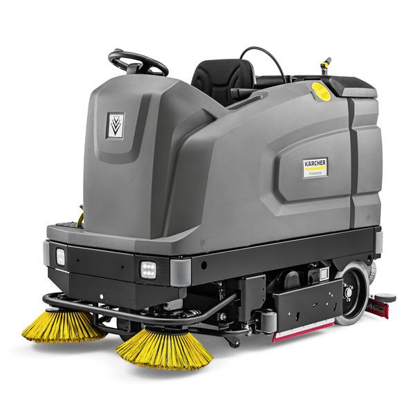 b260 b260 sweeper Karcher Ride-On Series forklift or warehouse equipment shown in use at a distribution facility